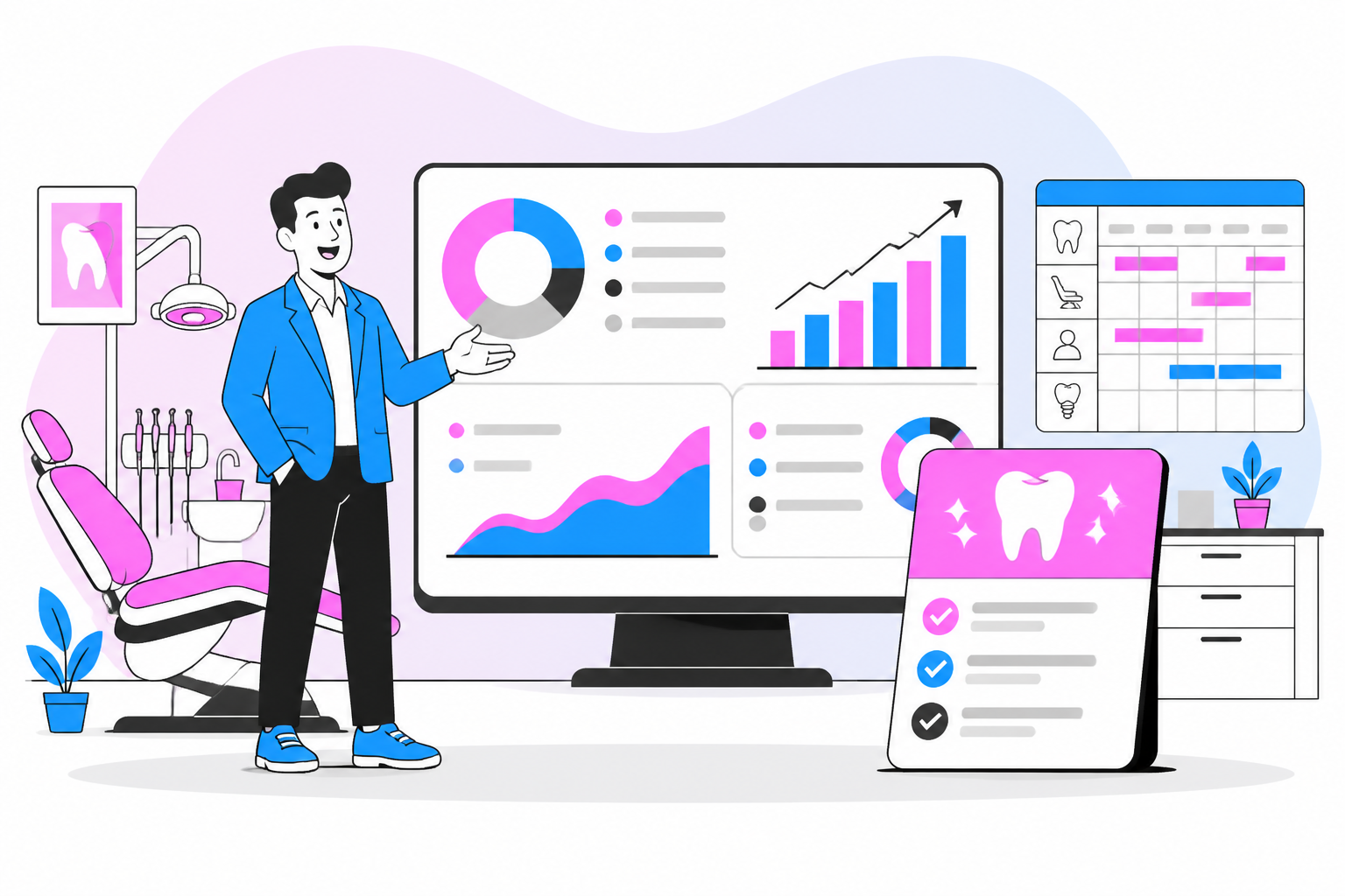 Illustration of dental overhead vs profit breakdown — business owner reviewing a membership plan dashboard, header image for "The Dental Overhead vs Profit Breakdown: Why Your Practice is Bleeding Cash and How to Plug the Hole"