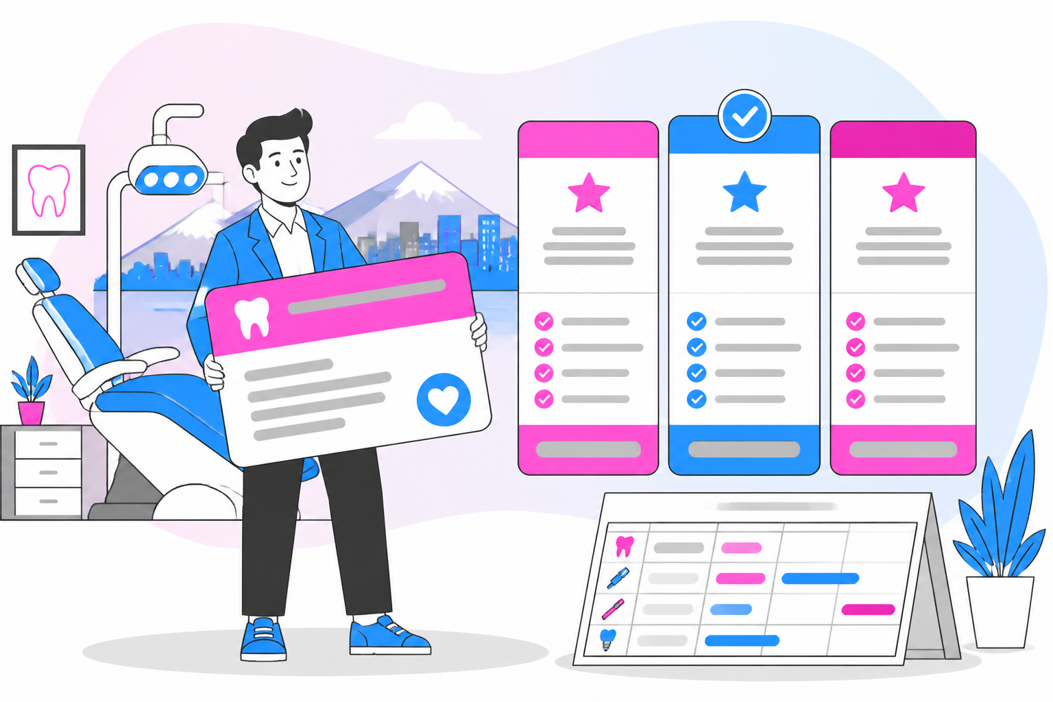 Illustration of dental savings plan in anchorage ak — business owner reviewing a membership plan dashboard, header image for "How to Find the Best Dental Savings Plan in Anchorage AK for Quality Care"