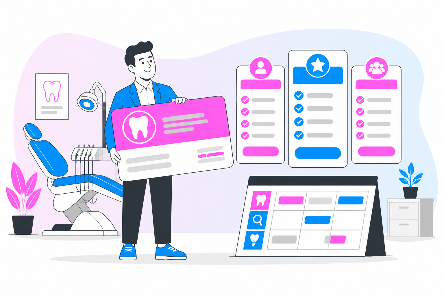 Illustration of dental savings plan in cincinnati oh — business owner reviewing a membership plan dashboard, header image for "Experience Better Care with a Dental Savings Plan in Cincinnati, OH"
