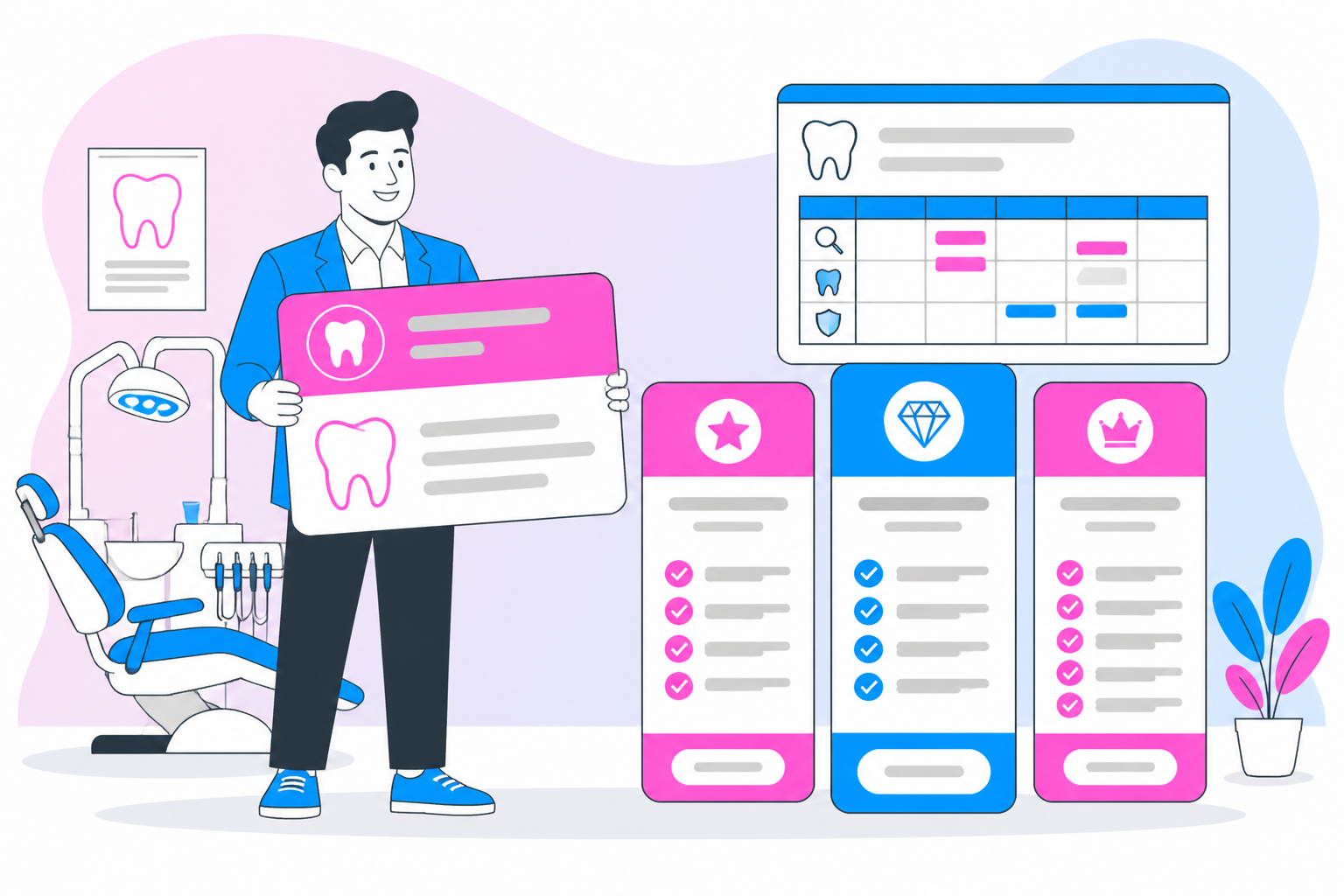 Illustration of dental savings plan in durham nc — business owner reviewing a membership plan dashboard, header image for "Expert Guide to Finding the Best Dental Savings Plan in Durham, NC"