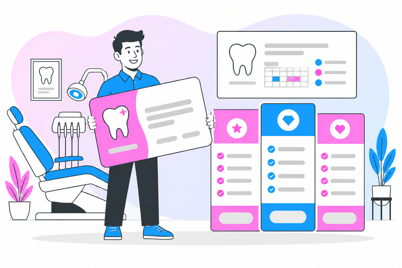 Illustration of dental savings plan in garland tx — business owner reviewing a membership plan dashboard, header image for "Maximize Your Smile: The Ultimate Guide to a Dental Savings Plan in Garland TX"