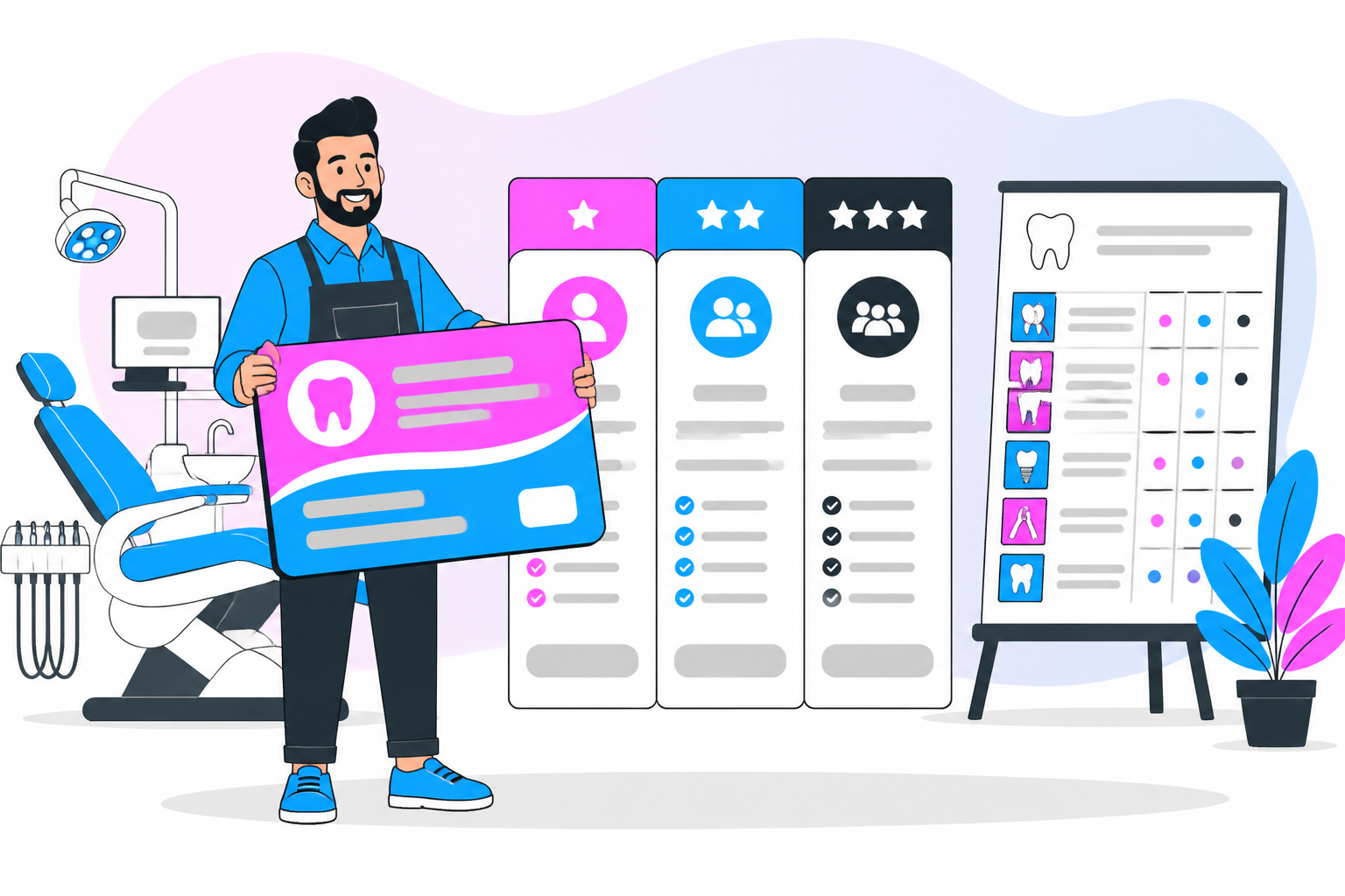 Illustration of dental savings plan in laredo tx — business owner reviewing a membership plan dashboard, header image for "How a Dental Savings Plan in Laredo, TX Can Save Your Smile and Your Wallet"