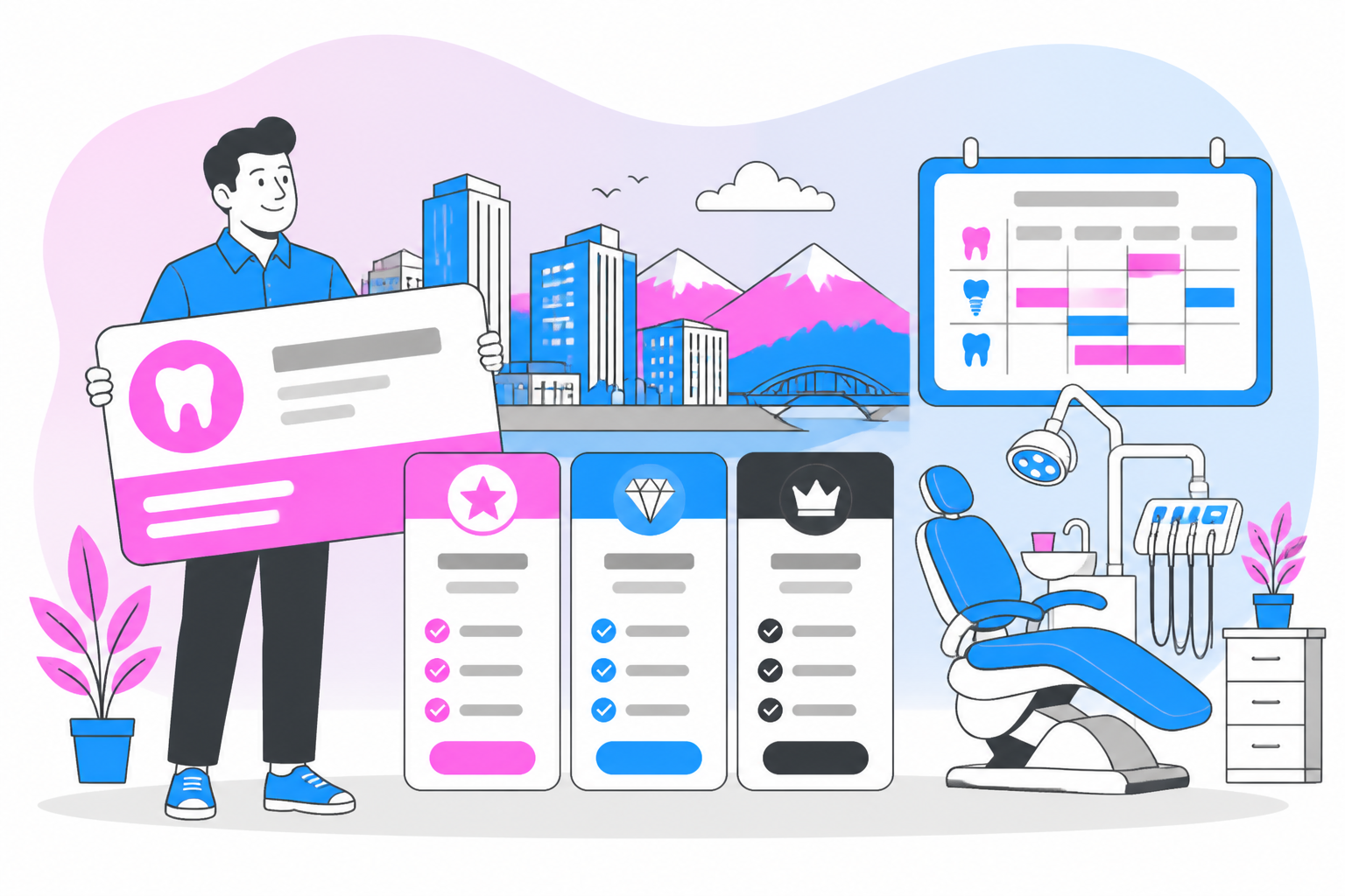 Illustration of dental savings plan in reno nv — business owner reviewing a membership plan dashboard, header image for "Everything You Need to Know About Choosing a Dental Savings Plan in Reno, NV"