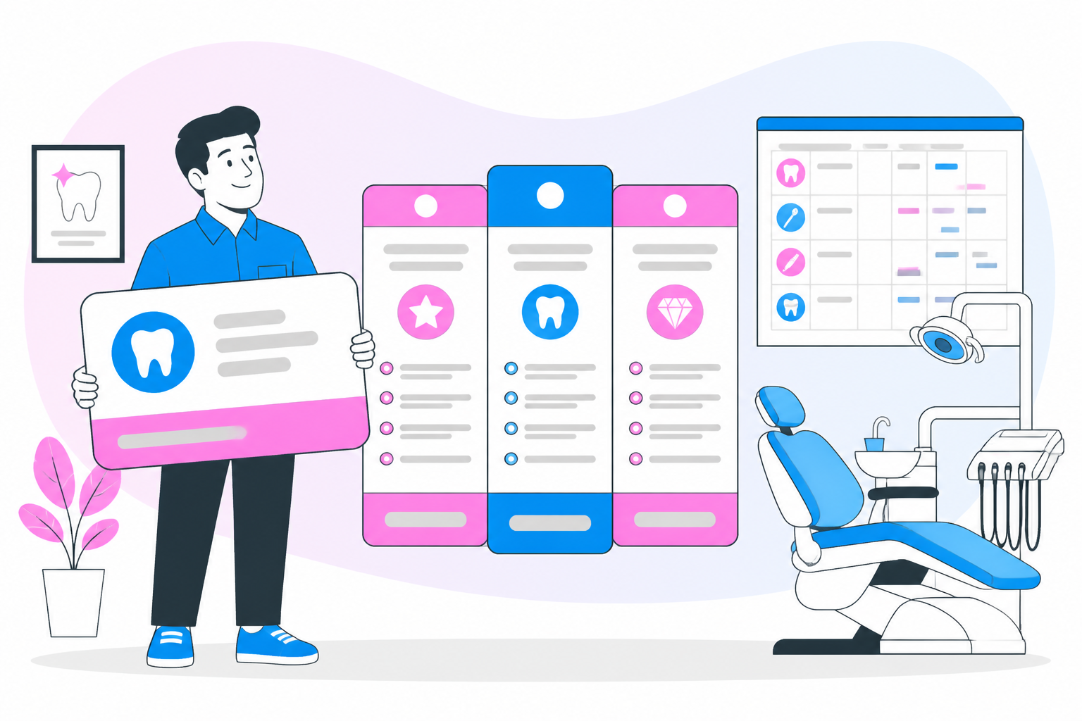 Illustration of dental savings plan in toledo oh — business owner reviewing a membership plan dashboard, header image for "Finding a Quality Dental Savings Plan in Toledo, OH"
