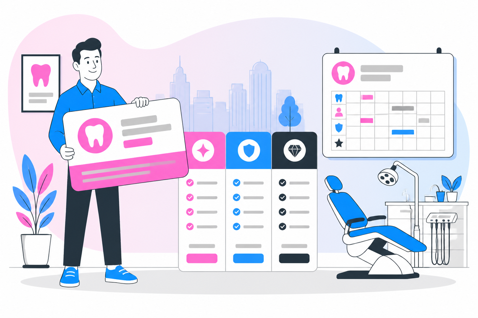 Illustration of dental savings plan in winston-salem nc — business owner reviewing a membership plan dashboard, header image for "How to Choose the Best Dental Savings Plan in Winston-Salem NC for Your Family"