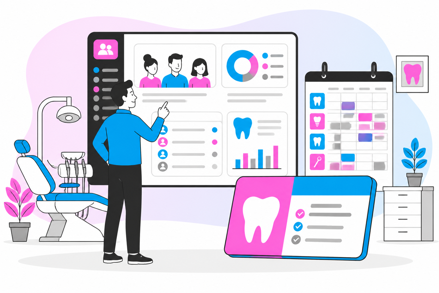 Illustration of dentist for uninsured arkansas — business owner reviewing a membership plan dashboard, header image for "Finding a Dentist for Uninsured Arkansas: Your Complete Guide to Affordable Care"