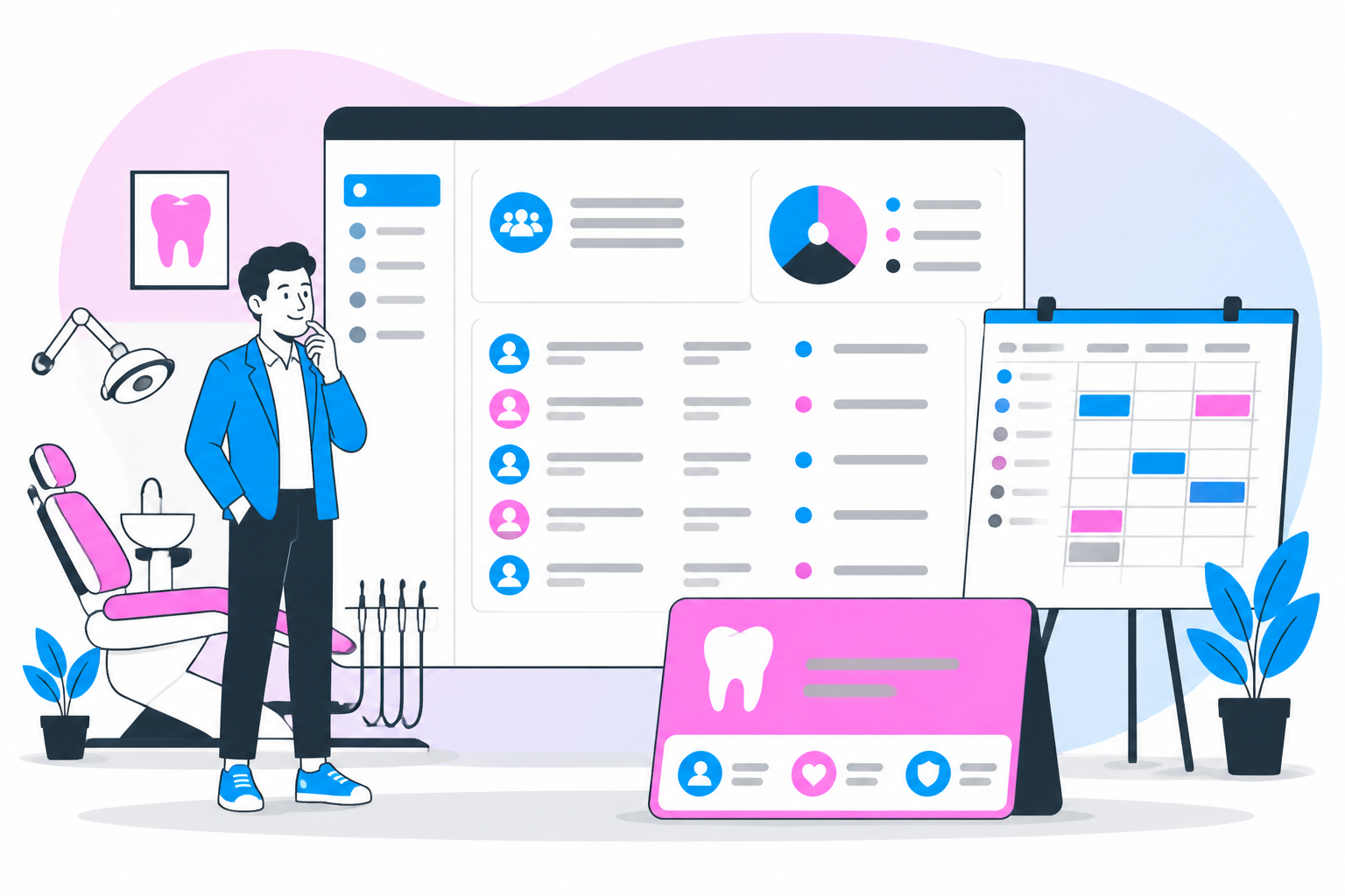 Illustration of dentist for uninsured connecticut — business owner reviewing a membership plan dashboard, header image for "Find a Dentist for Uninsured Connecticut: Your Guide"