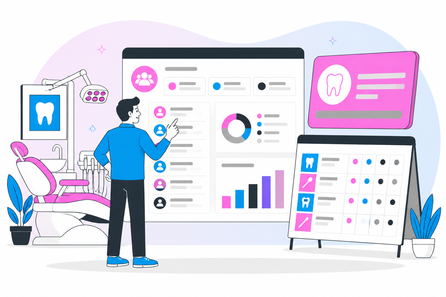 Illustration of dentist for uninsured idaho — business owner reviewing a membership plan dashboard, header image for "Find an Affordable Dentist for Uninsured Idaho Residents: Your Guide to Smarter Dental Care"