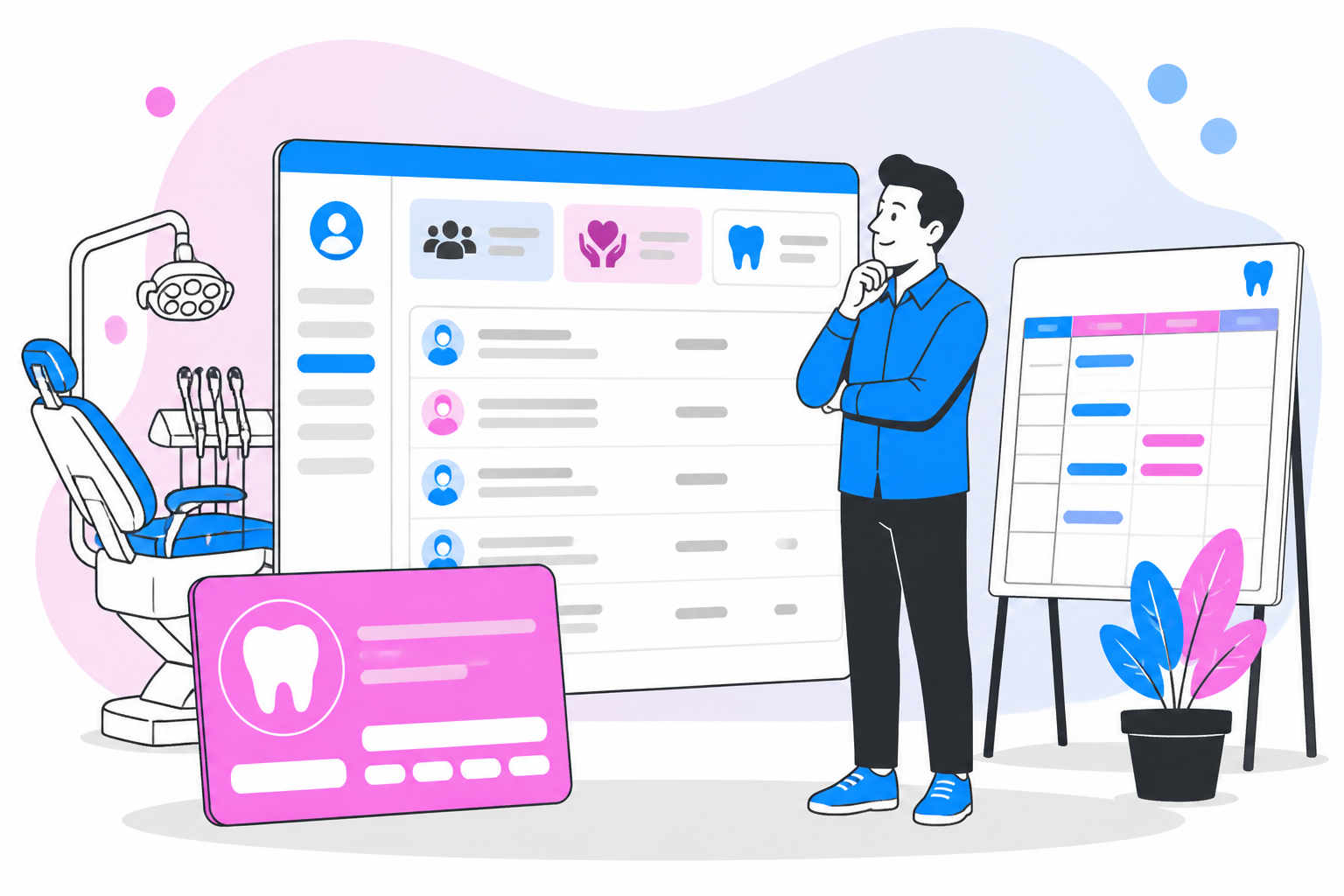 Illustration of dentist for uninsured in albuquerque nm — business owner reviewing a membership plan dashboard, header image for "Finding a Dentist for Uninsured in Albuquerque NM: Your Guide to Affordable Care"