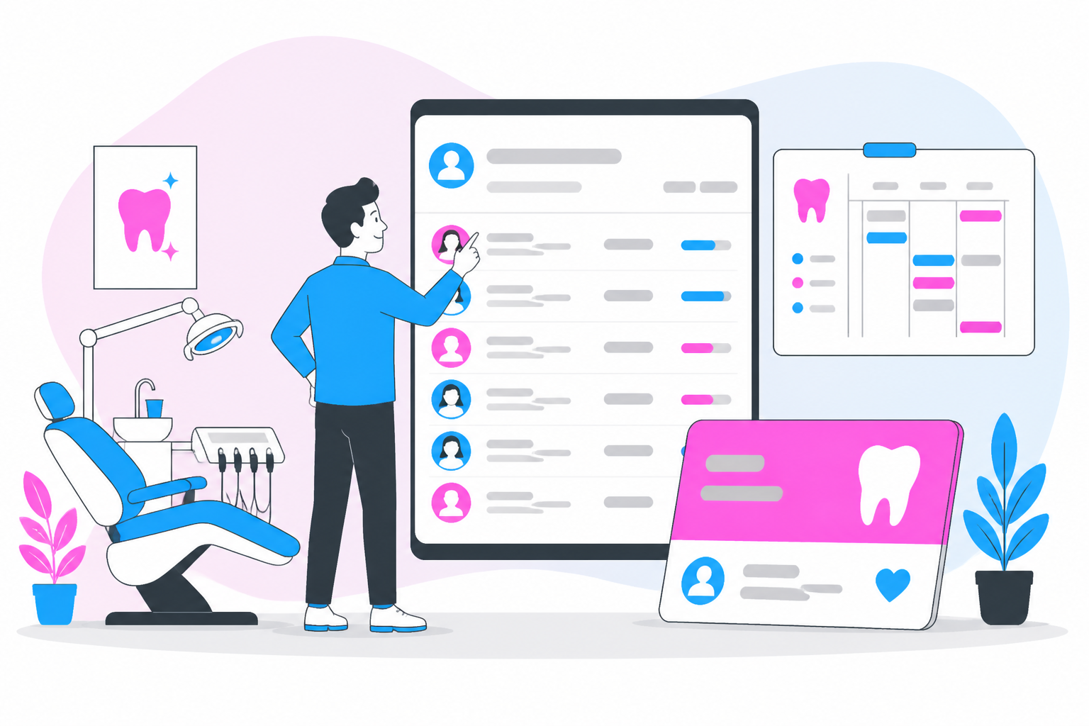 Illustration of dentist for uninsured in anaheim ca — business owner reviewing a membership plan dashboard, header image for "How to Find a Quality Dentist for Uninsured in Anaheim, CA"