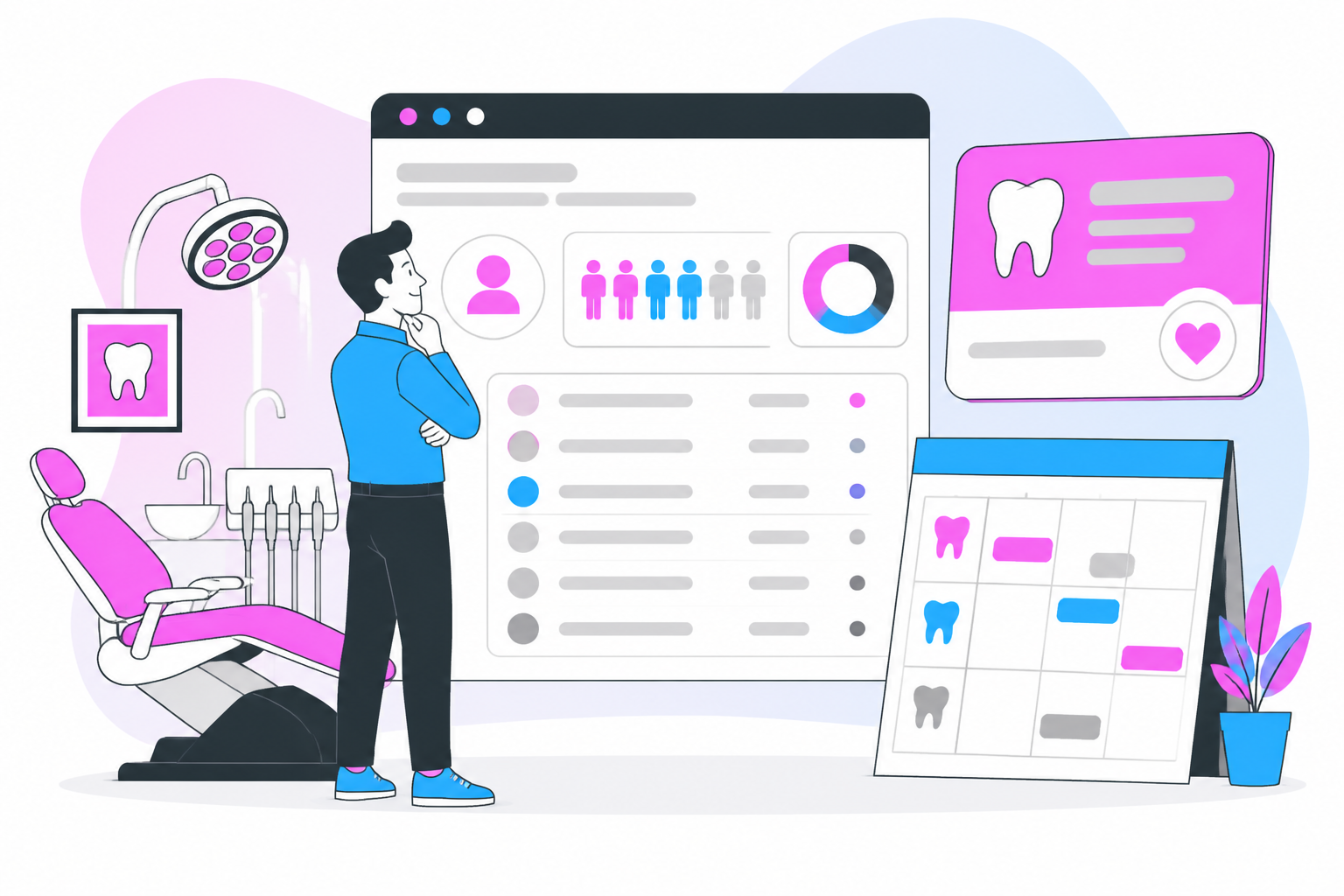 Illustration of dentist for uninsured in columbus oh — business owner reviewing a membership plan dashboard, header image for "Affordable Dentist for Uninsured in Columbus OH?"