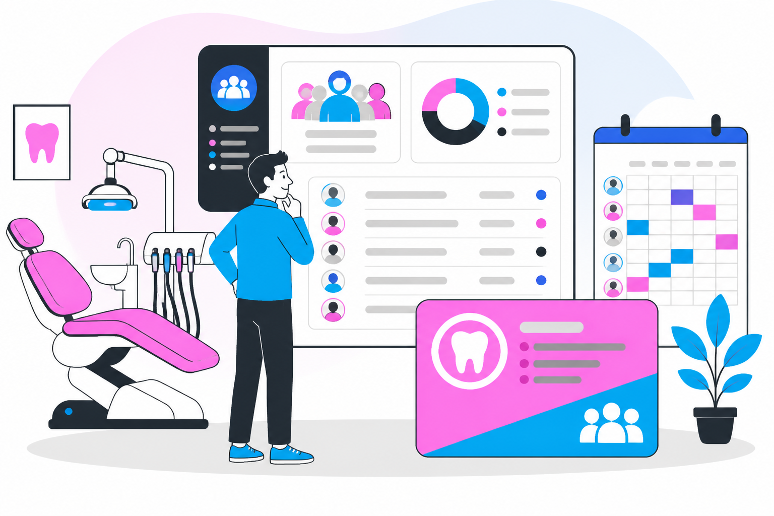 Illustration of dentist for uninsured in dallas tx — business owner reviewing a membership plan dashboard, header image for "How to Find a Great Dentist for Uninsured in Dallas TX: A Patient’s Guide to Affordable Care"