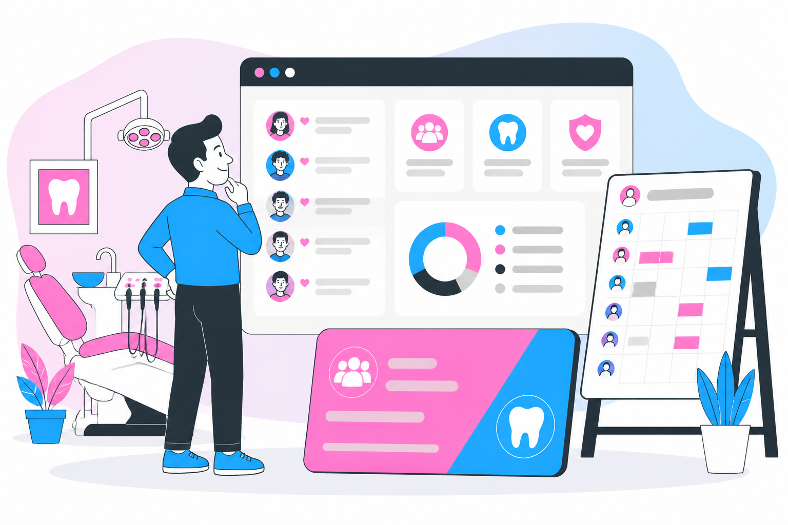 Illustration of dentist for uninsured in el paso tx — business owner reviewing a membership plan dashboard, header image for "How to Find a Quality Dentist for Uninsured in El Paso TX"