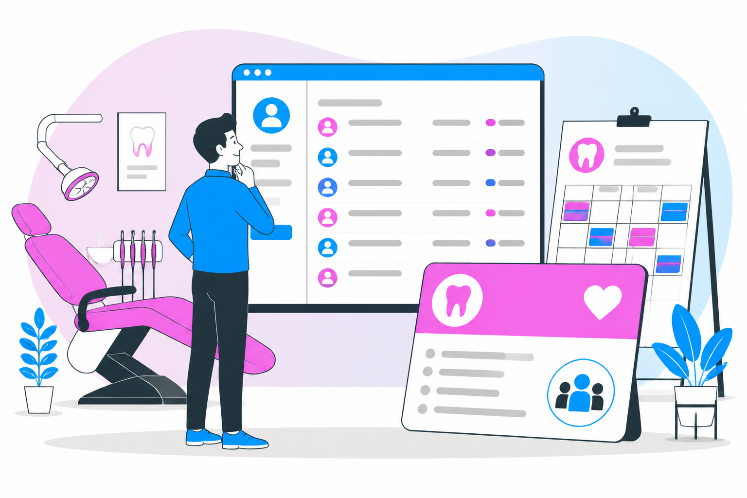 Illustration of dentist for uninsured in lexington ky — business owner reviewing a membership plan dashboard, header image for "Affordable Dentist for Uninsured in Lexington KY?"