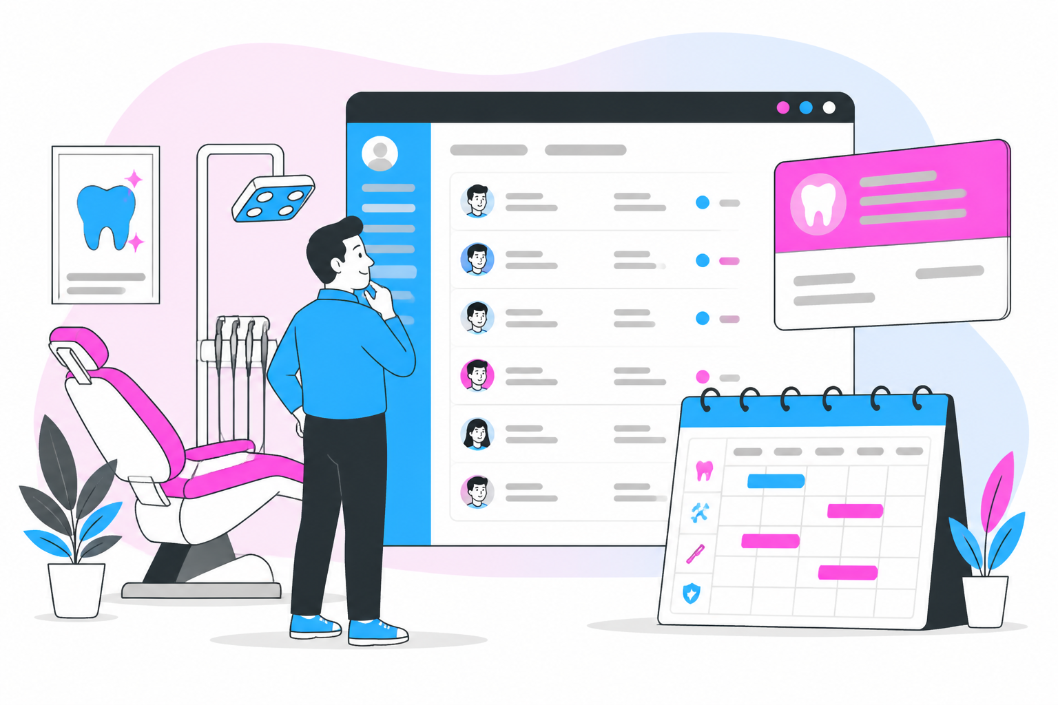 Illustration of dentist for uninsured in los angeles ca — business owner reviewing a membership plan dashboard, header image for "Finding a Quality Dentist for Uninsured in Los Angeles, CA: Your Complete Guide"