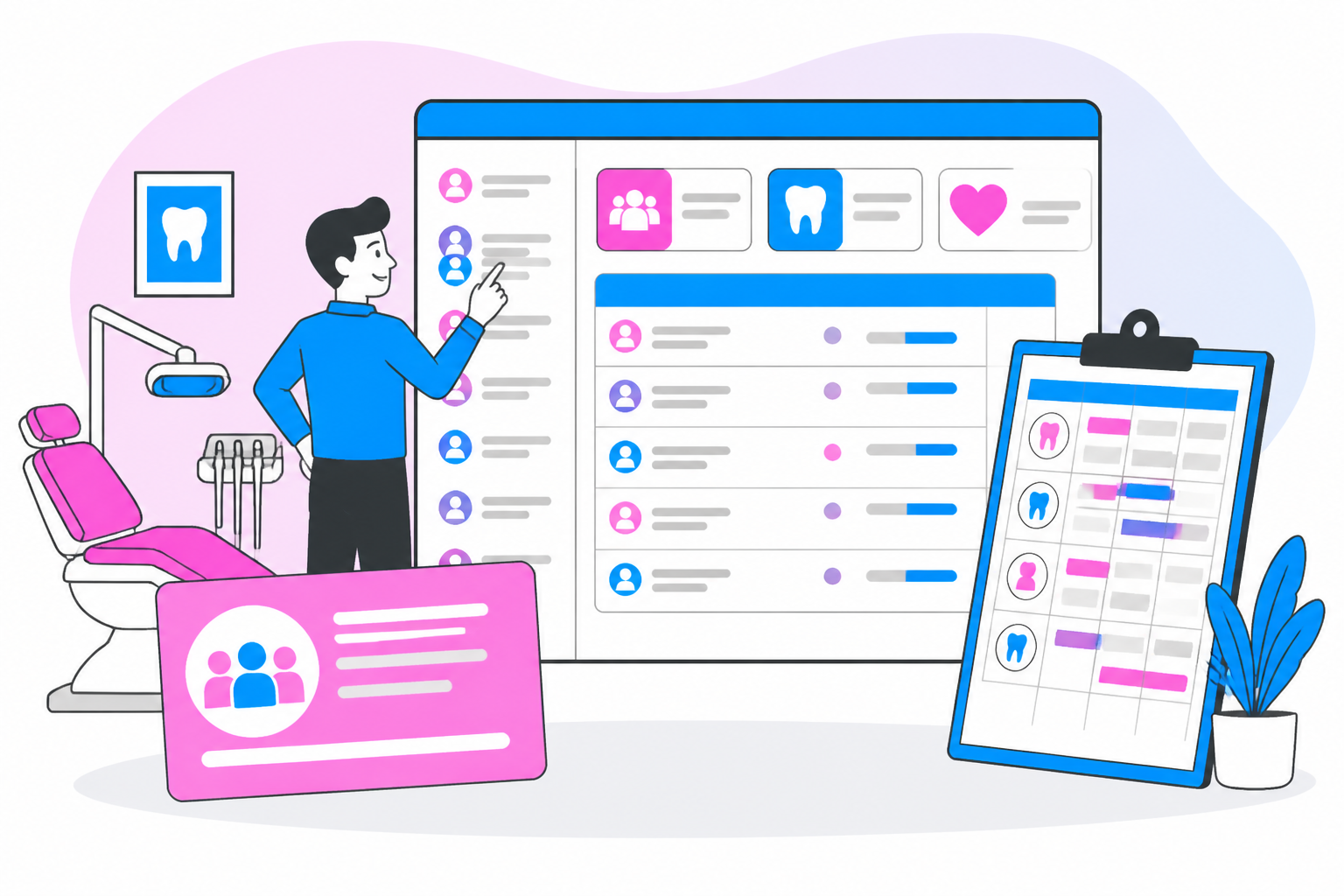 Illustration of dentist for uninsured in louisville ky — business owner reviewing a membership plan dashboard, header image for "Finding a Dentist for Uninsured in Louisville KY: Your Guide to Affordable Care"