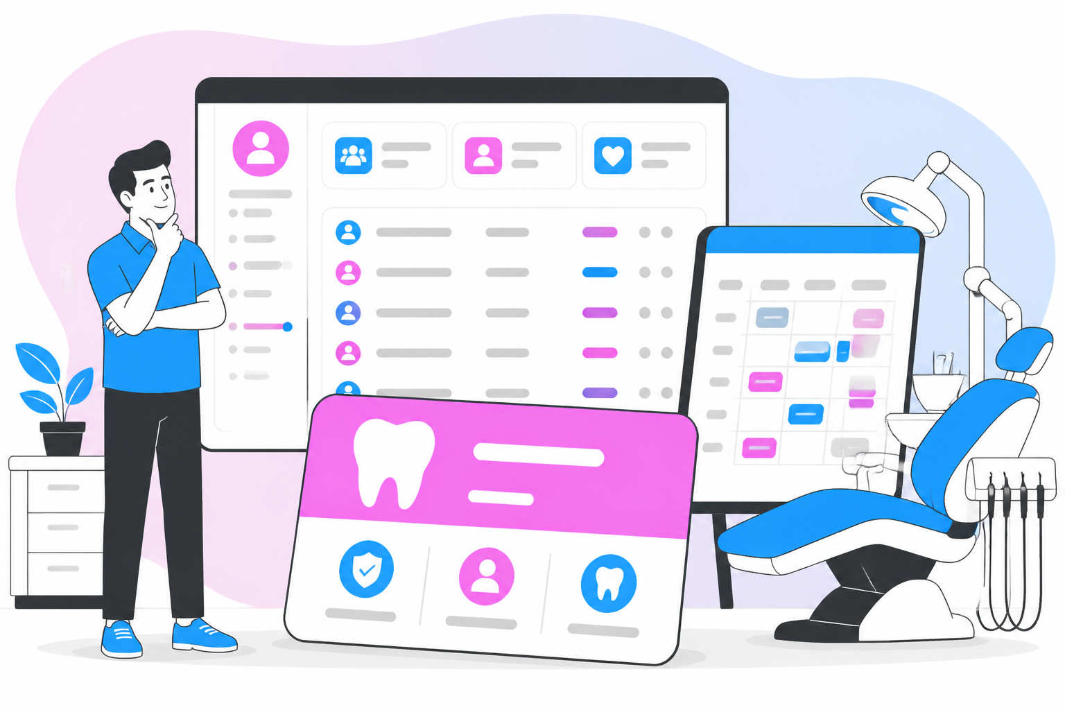 Illustration of dentist for uninsured in miami fl — business owner reviewing a membership plan dashboard, header image for "Affordable Dentist for Uninsured in Miami FL?"
