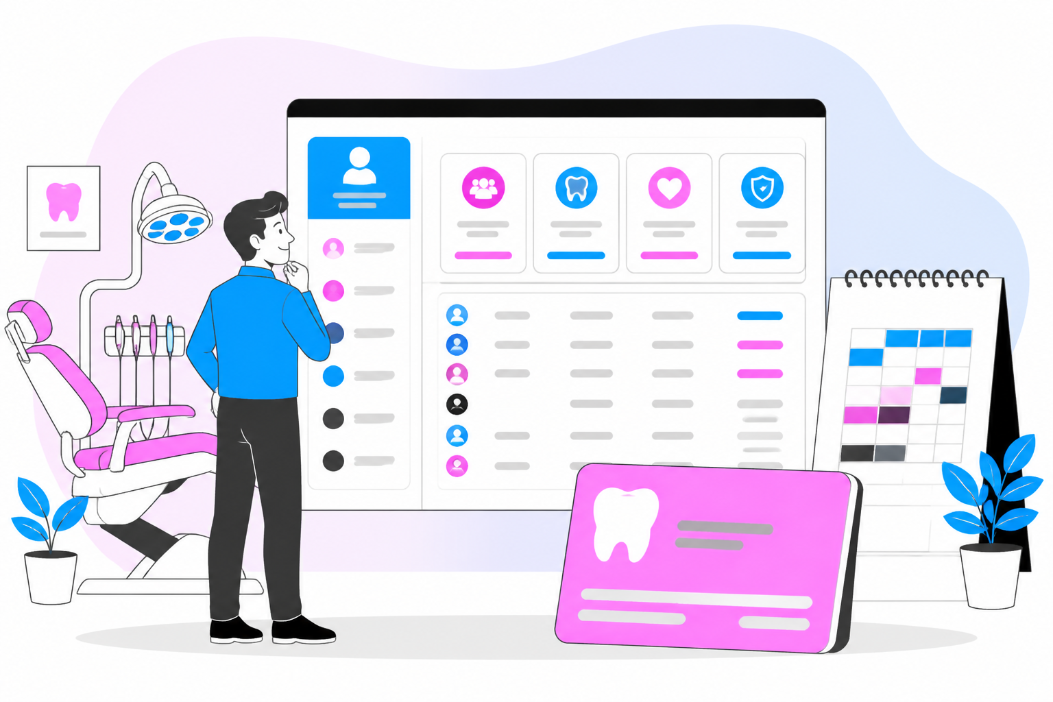 Illustration of dentist for uninsured in portland or — business owner reviewing a membership plan dashboard, header image for "Affordable Dentist for Uninsured in Portland OR"