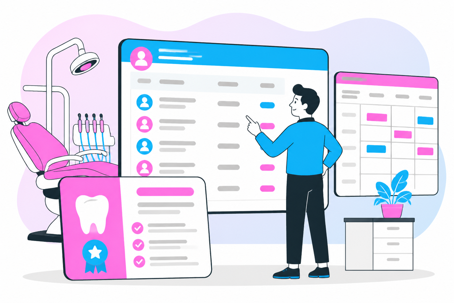 Illustration of dentist for uninsured in raleigh nc — business owner reviewing a membership plan dashboard, header image for "Affordable Dentist for Uninsured in Raleigh NC? Find Out!"