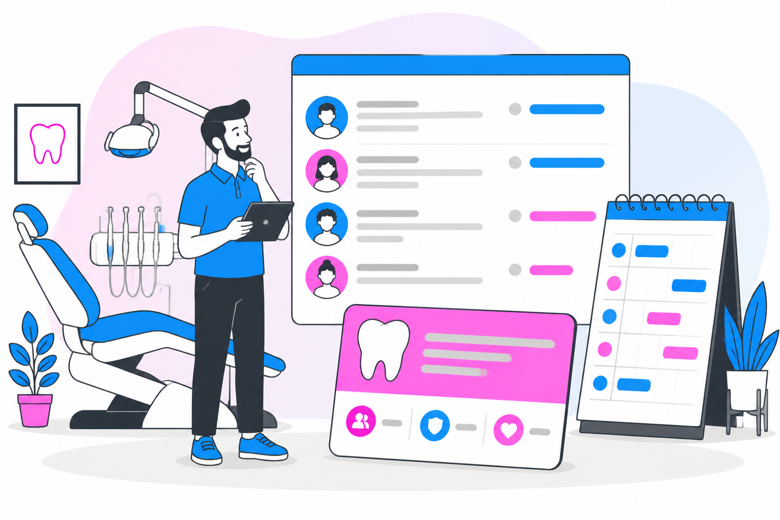 Illustration of dentist for uninsured in stockton ca — business owner reviewing a membership plan dashboard, header image for "Finding the Best Dentist for Uninsured in Stockton CA: Your Guide to Affordable Care"