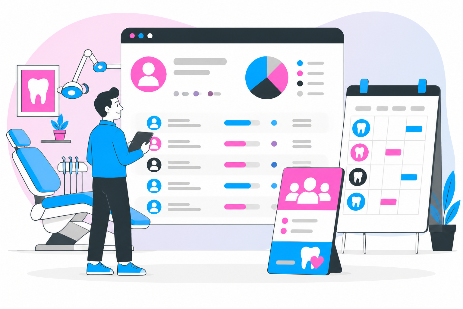Illustration of dentist for uninsured in tampa fl — business owner reviewing a membership plan dashboard, header image for "How to Find a Quality Dentist for Uninsured in Tampa, FL: A Guide to Affordable Care"