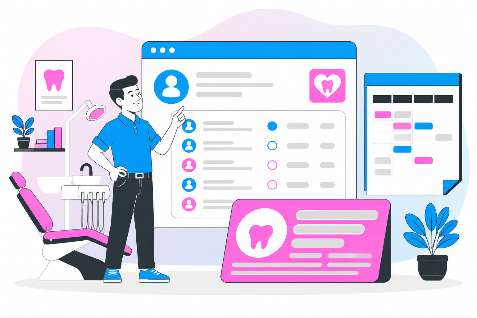 Illustration of dentist for uninsured in wichita ks — business owner reviewing a membership plan dashboard, header image for "Affordable Care Guide: Finding a Reliable Dentist for Uninsured in Wichita KS"