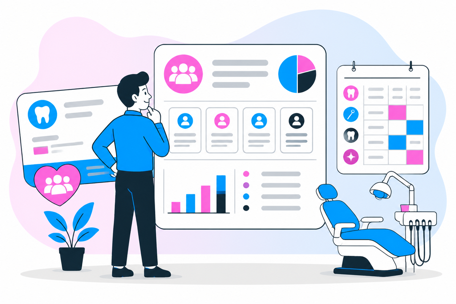 Illustration of dentist for uninsured indiana — business owner reviewing a membership plan dashboard, header image for "How to Find a Reliable Dentist for Uninsured Indiana Residents: Your Complete Guide"