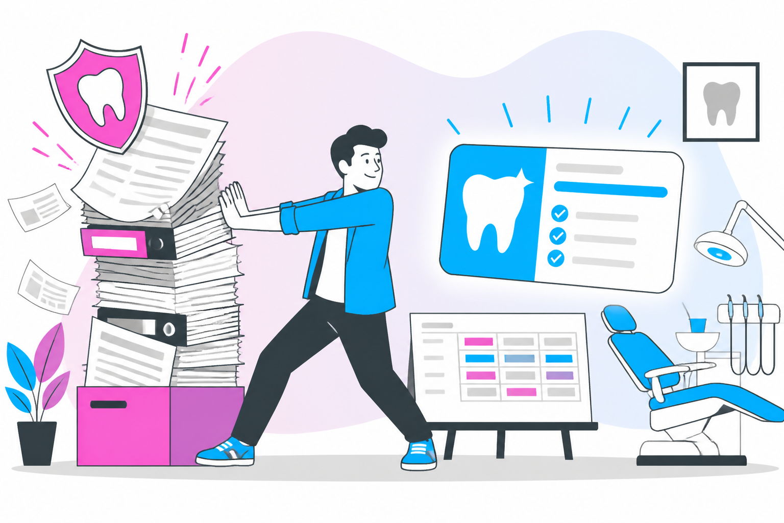 Illustration of dentist for uninsured michigan — business owner reviewing a membership plan dashboard, header image for "Dentist for Uninsured Michigan: How to Get Top-Tier Dental Care Without Traditional Insurance"