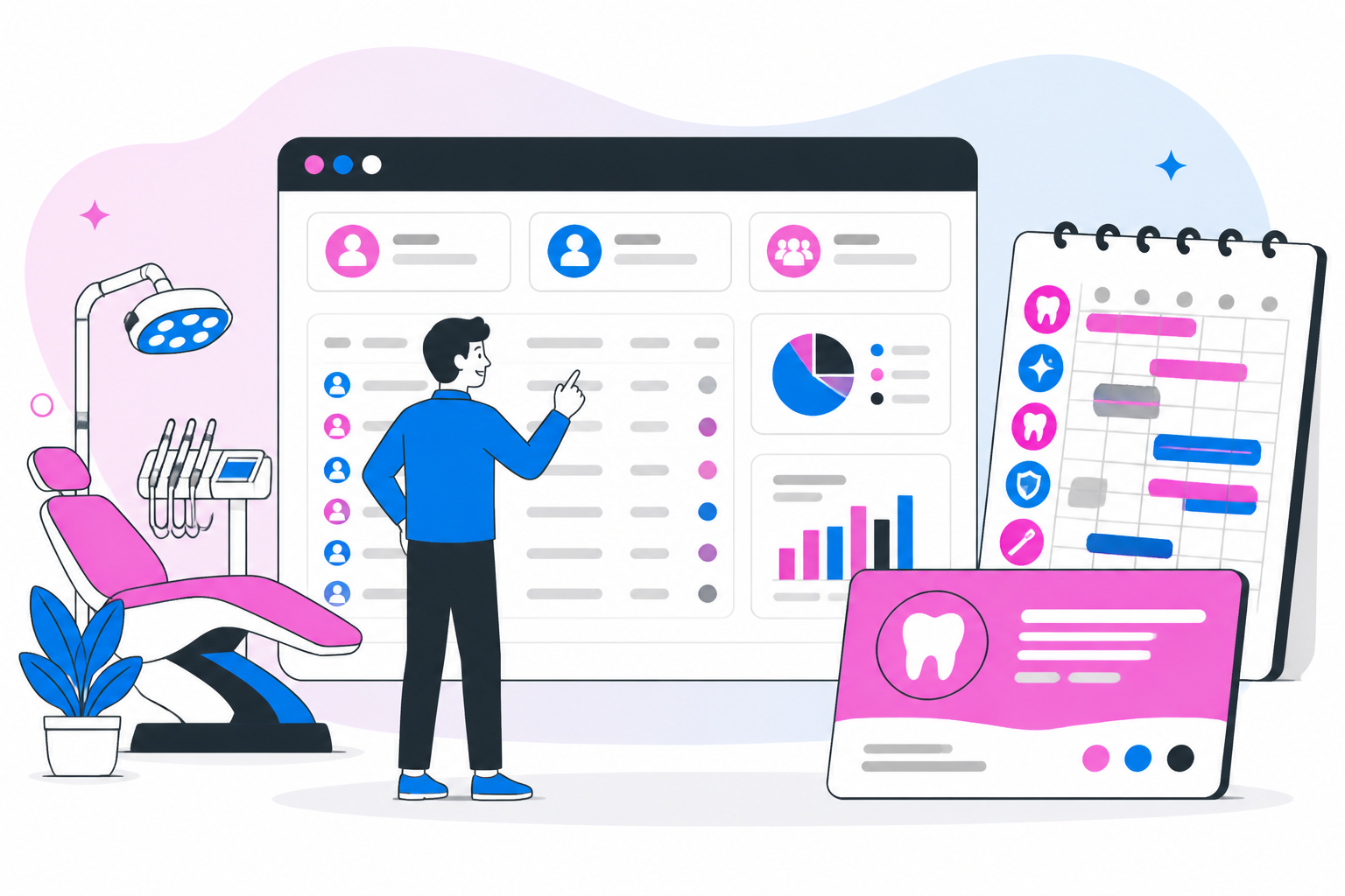 Illustration of dentist for uninsured north dakota — business owner reviewing a membership plan dashboard, header image for "Affordable Dentist for Uninsured North Dakota? Find Out!"