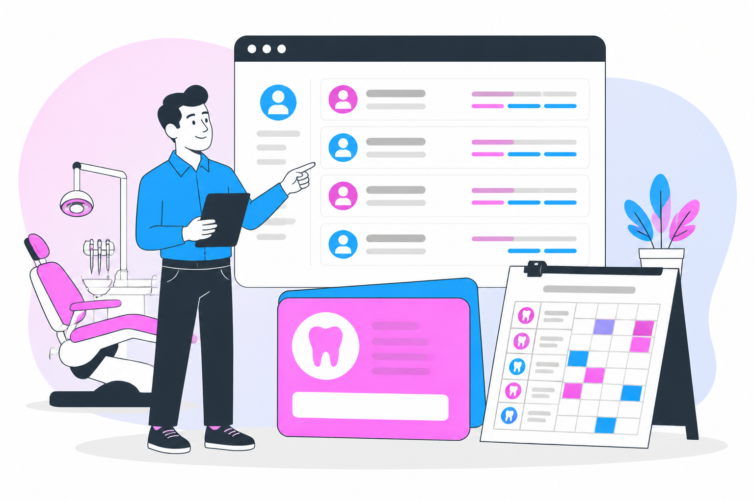 Illustration of dentist for uninsured oregon — business owner reviewing a membership plan dashboard, header image for "Find a Great Dentist for Uninsured Oregon Residents: Your Complete Guide"