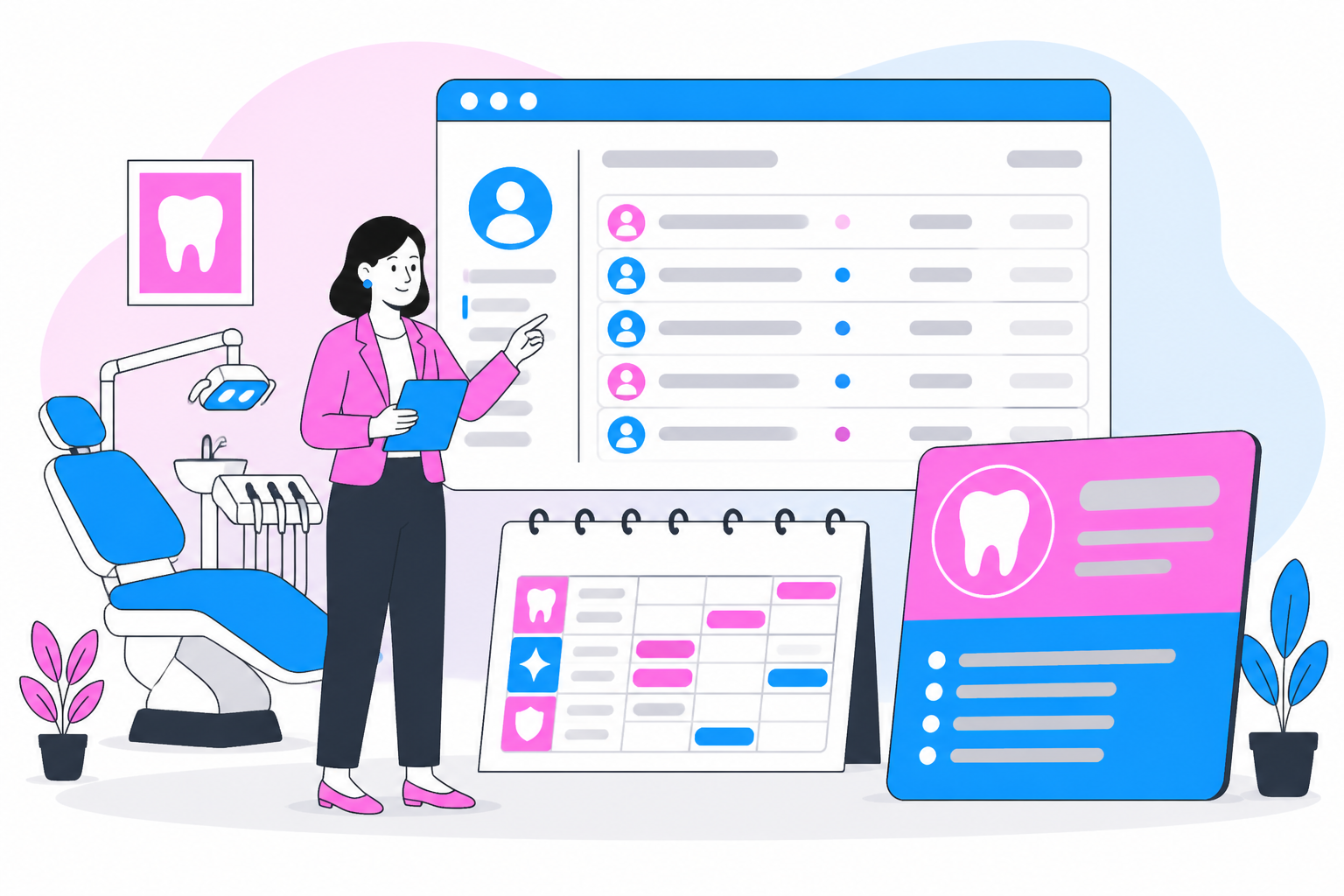 Illustration of dentist for uninsured south carolina — business owner reviewing a membership plan dashboard, header image for "Finding a Dentist for Uninsured South Carolina: Your Guide to Affordable Smiles"