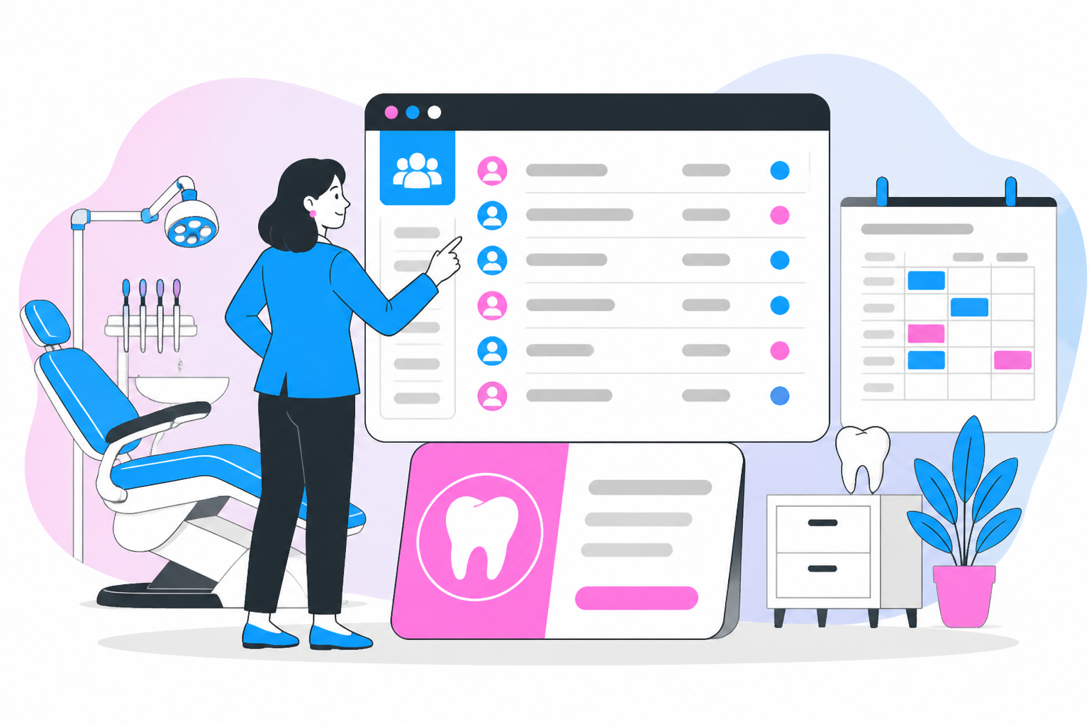 Illustration of dentist for uninsured vermont — business owner reviewing a membership plan dashboard, header image for "Affordable Dentist for Uninsured Vermont? Find Yours!"