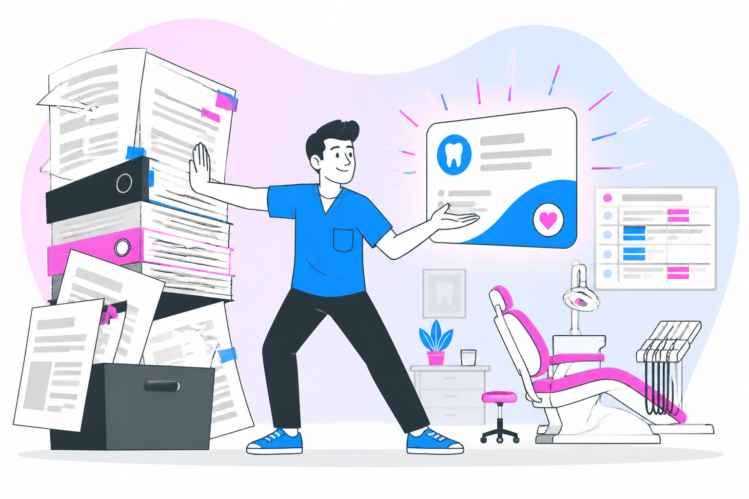 Illustration of how much do x-rays cost without insurance — practice owner reviewing a membership plan dashboard, header image for "How Much Do X-Rays Cost Without Insurance? Affordable Options & Ways to Save"