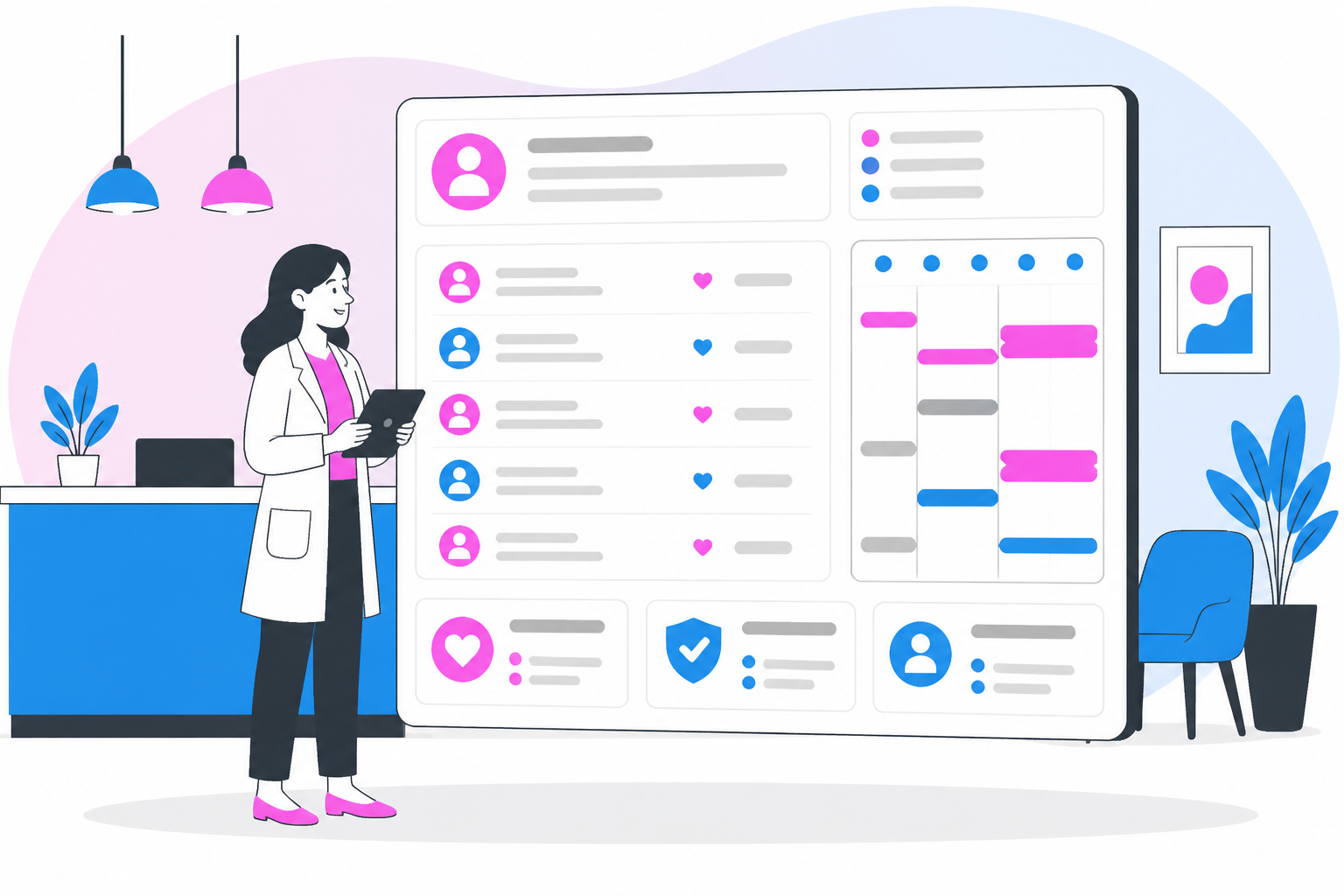 Illustration of how to start a concierge medicine practice — practice owner reviewing a membership plan dashboard, header image for "How to Start a Concierge Medicine Practice Without Losing Your Panel"